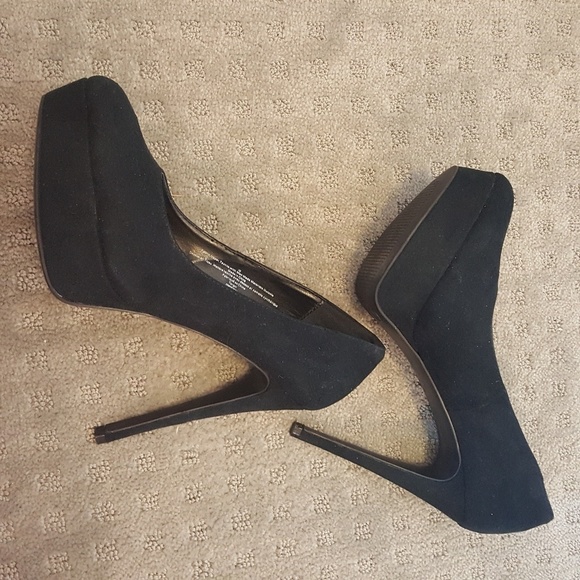 matte black high heels